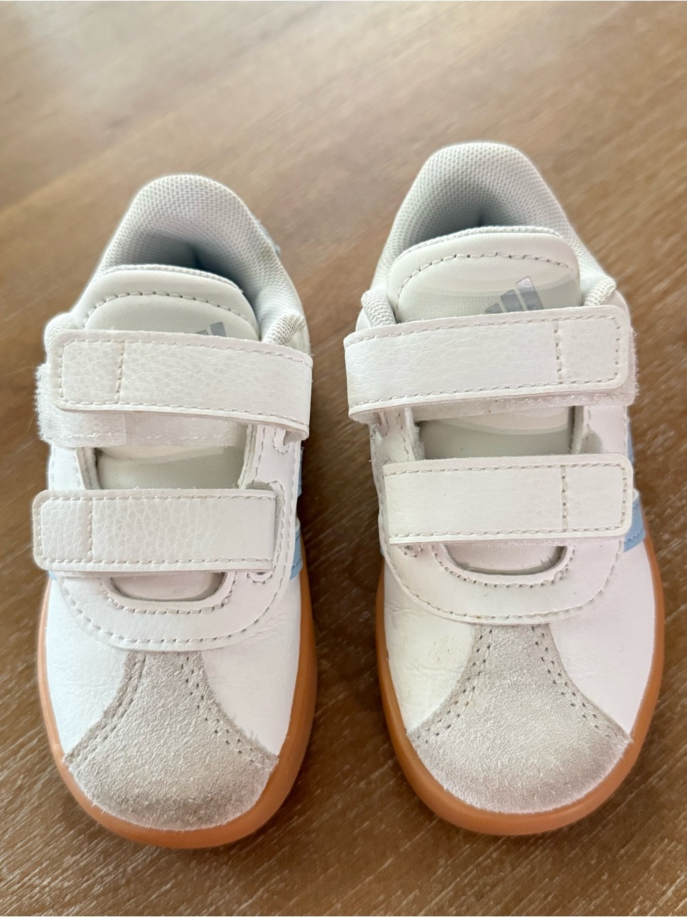 adidas White and Gum Velcro Toddler Sneakers